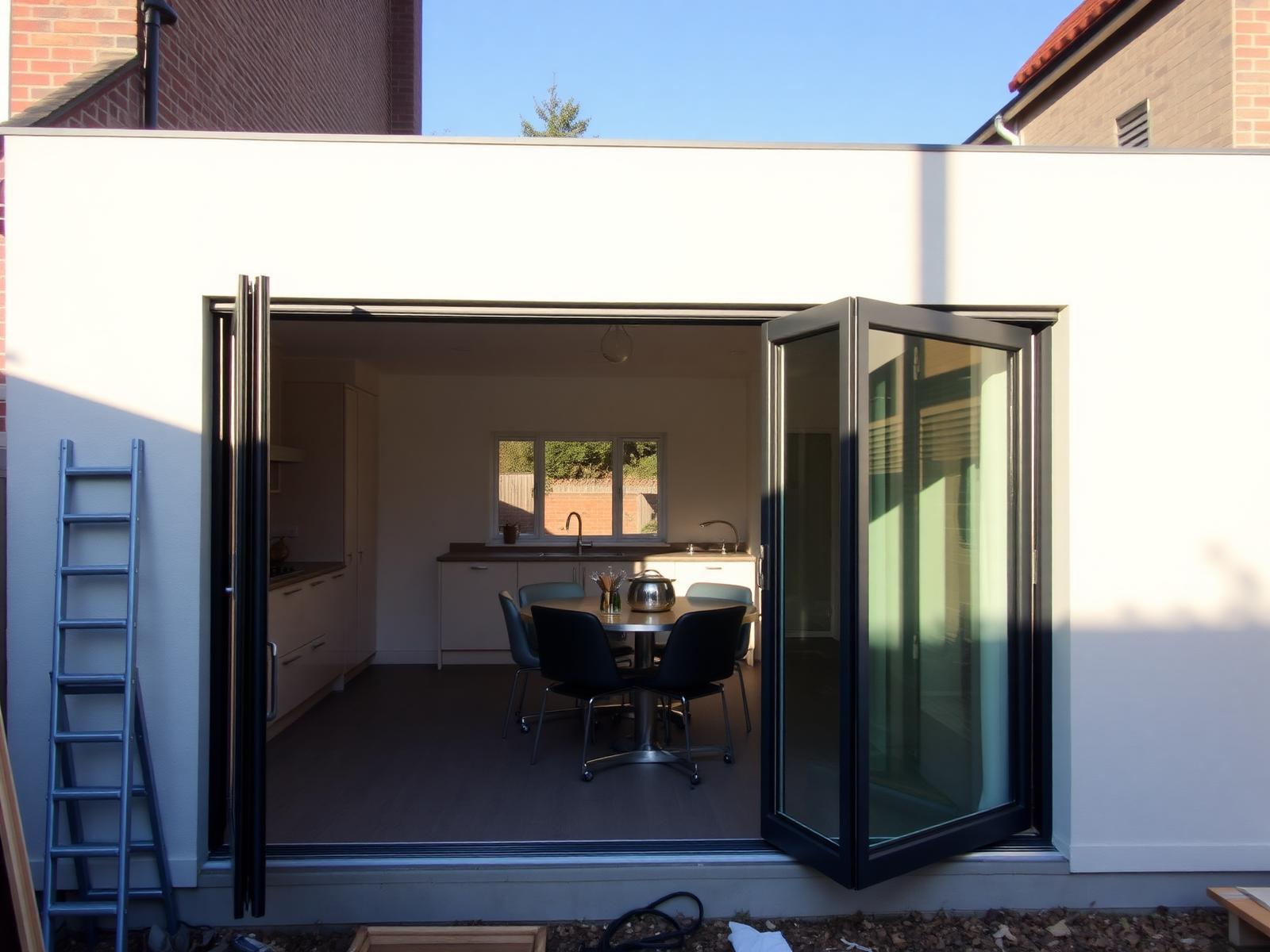 Kitchen extension with aluminium bi-fold doors